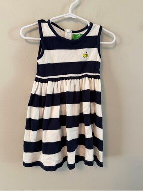 Masters Navy & White Striped Sleeveless Kids Dress